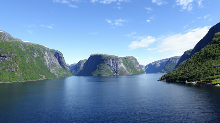 Fjord landscape in Norway with mountains and water