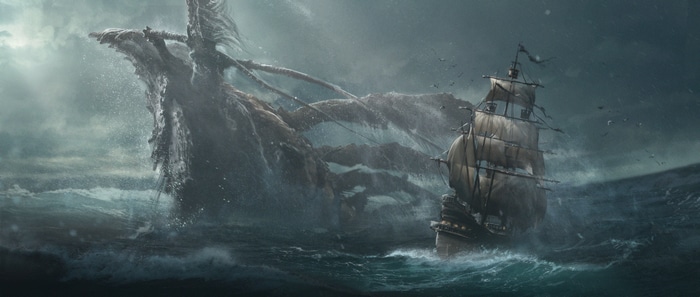 4K Leviathan and Sailboat in a Stormy Sea