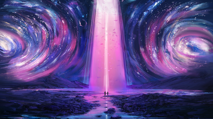 4K Fantasy Art Landscape with Cosmic Swirls