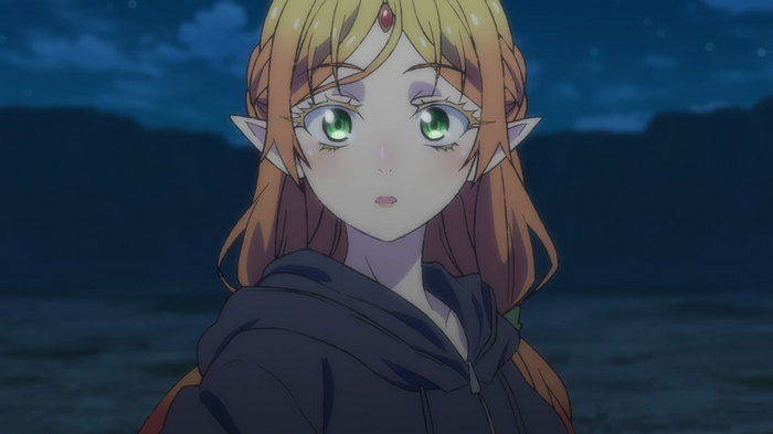 Elf with green eyes and orange hair wearing a hoodie