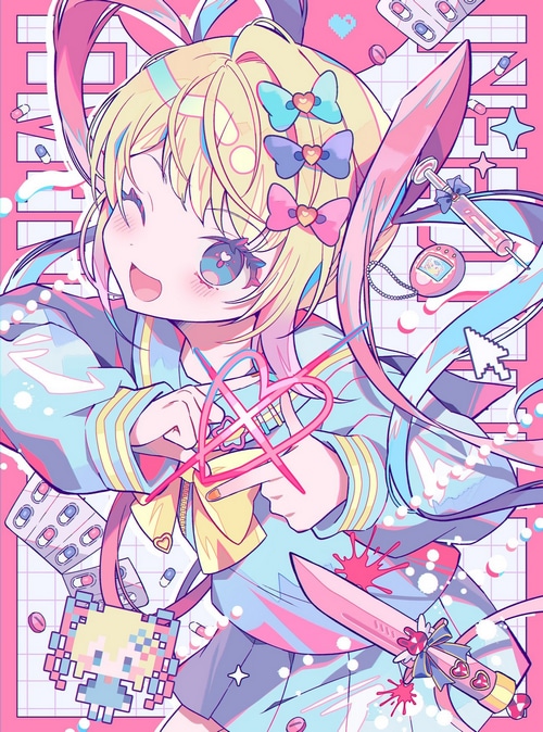 NEEDY GIRL OVERDOSE Anime Girl with Pills and Needles
