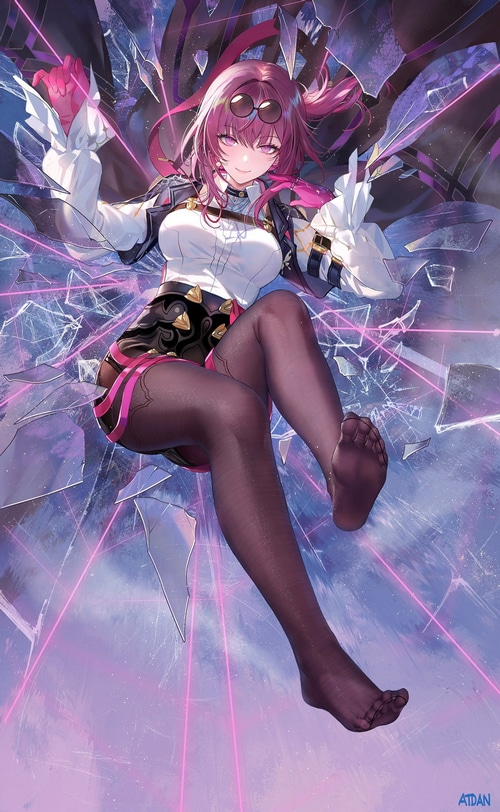 Kafka from Honkai: Star Rail with broken glass