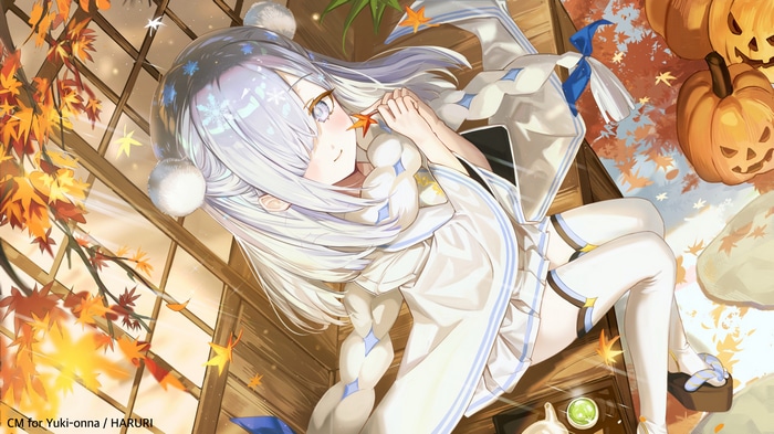 Girl with blue hair and snowflakes in her hair