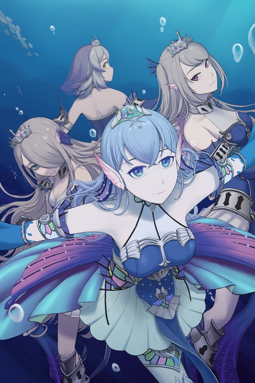 Tearlaments characters from Yu-Gi-Oh! underwater
