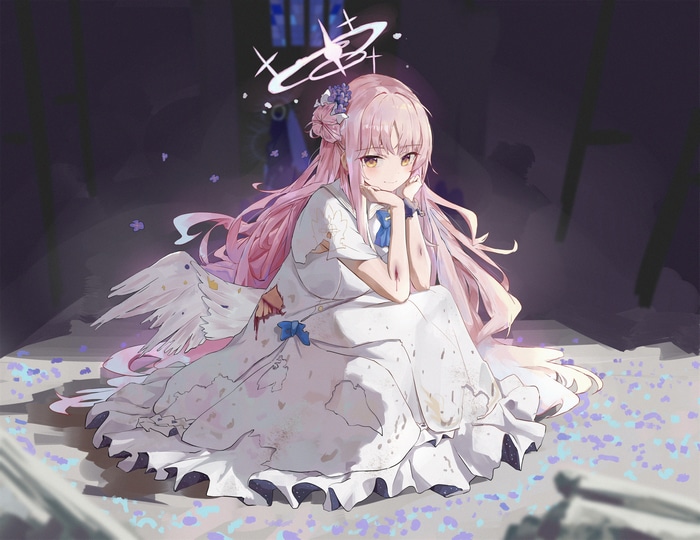 Misono Mika with Pink Hair and Wings in Blue Archive