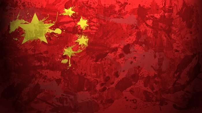 Chinese flag with paint splashes
