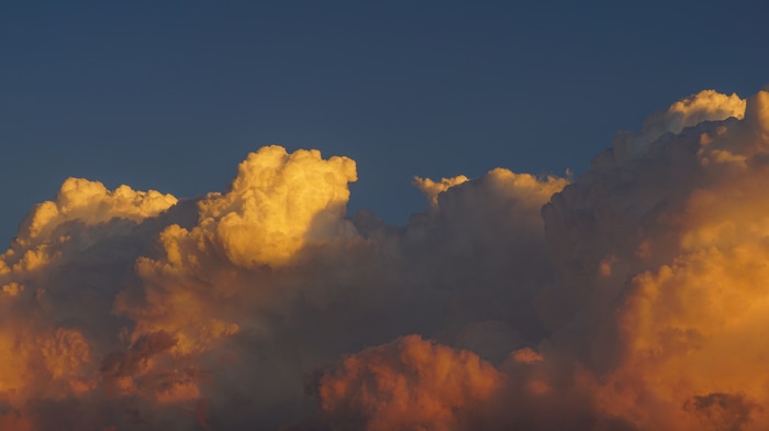 Clouds illuminated by sunset light