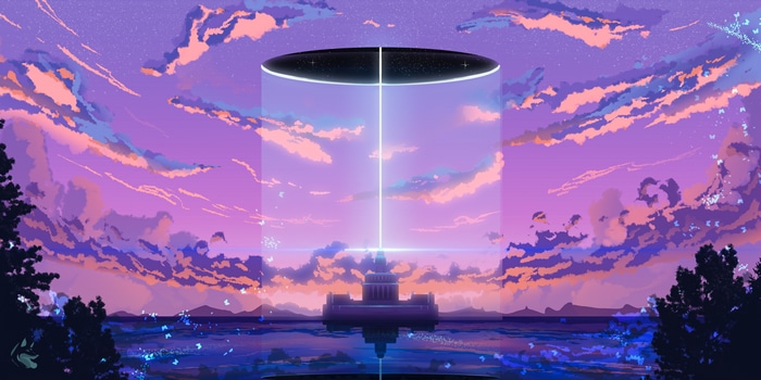 4K castle portal with butterflies and clouds