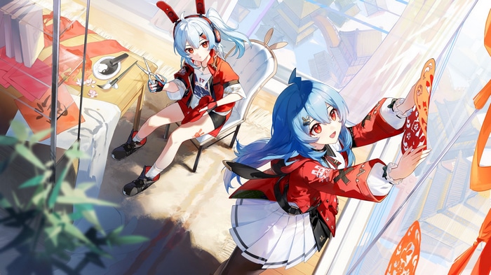 22 and 33 from Bilibili decorating a window