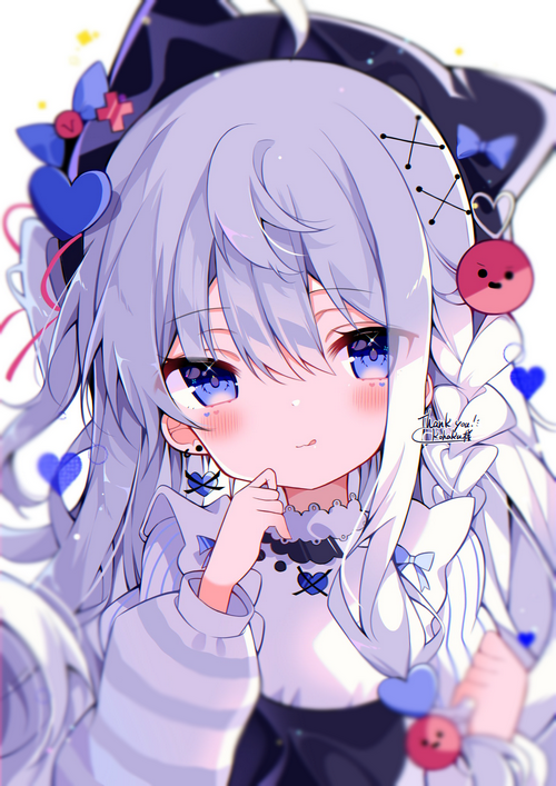 Anime girl with white hair and blue eyes