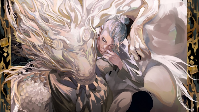 Suguru Geto with a white creature