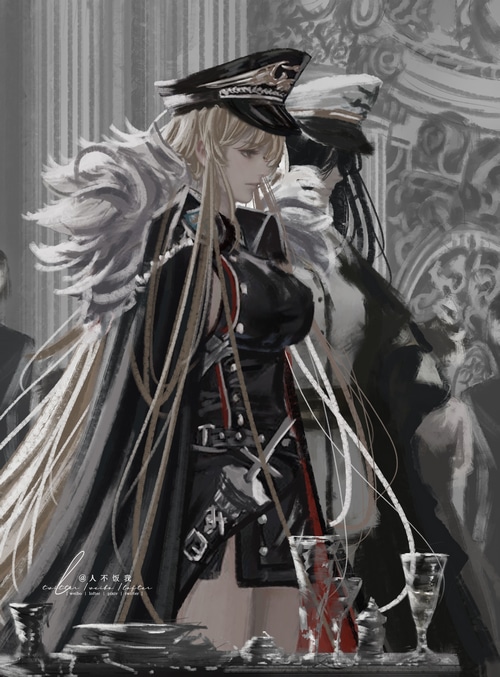 Azur Lane Bismarck and Friedrich der Grosse in military uniforms