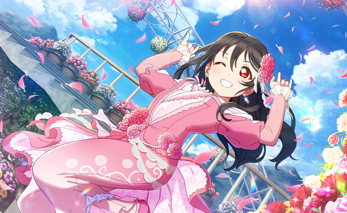 4K Yazawa Nico in a pink dress with flowers