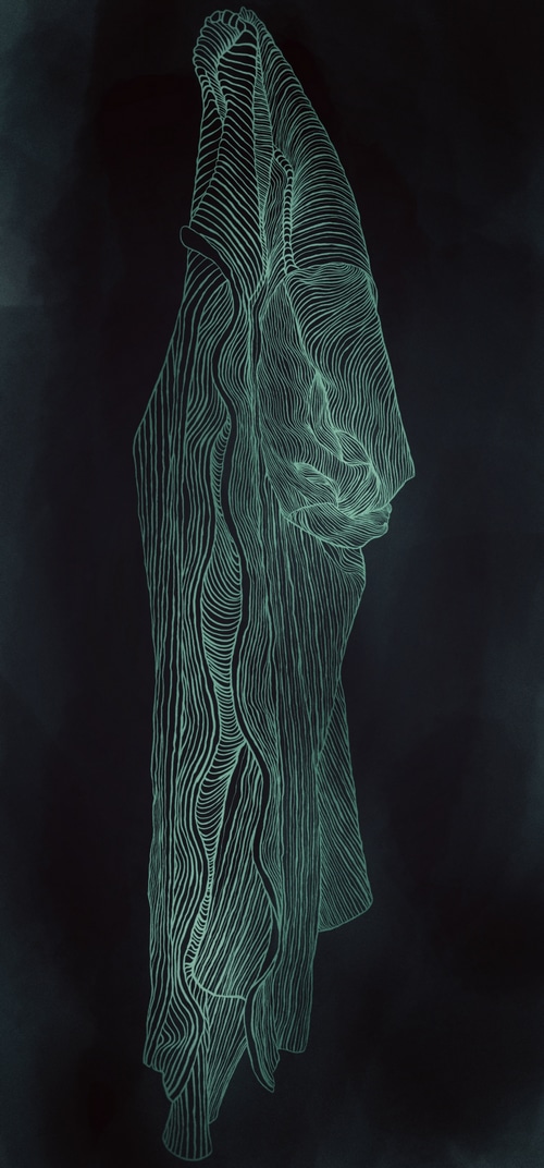 Abstract line art of draped fabric