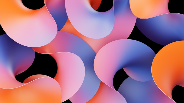 4K abstract glossy curved shapes
