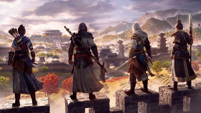 Assassins Creed Codename Jade: Four warriors on a wall