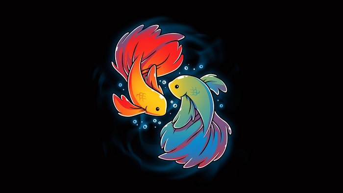 4K Artwork of Two Betta Fish with Bubbles