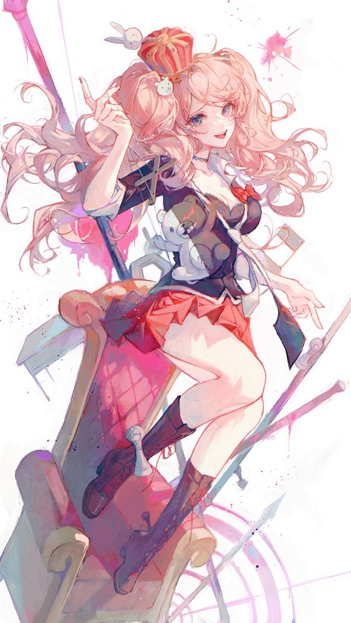 Enoshima Junko from Danganronpa on a throne