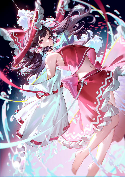 Hakurei Reimu from Touhou with water