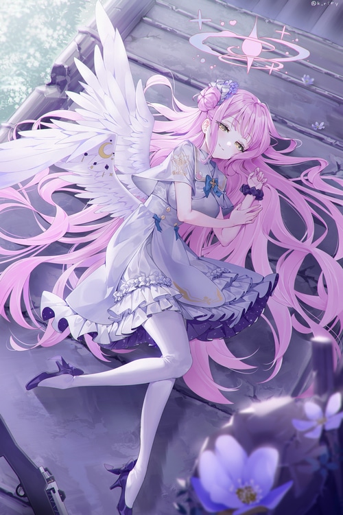 Misono Mika from Blue Archive with pink hair and wings