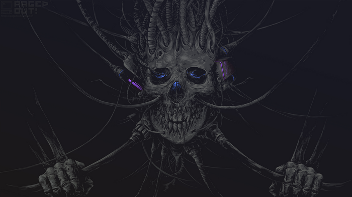 Paged Out! Skull with Wires and Teeth