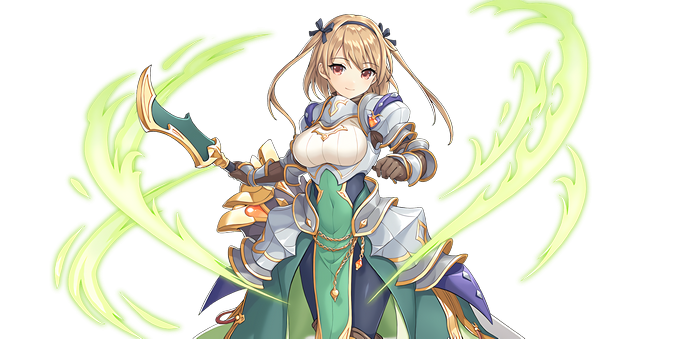 Woman in armor with green energy weapon