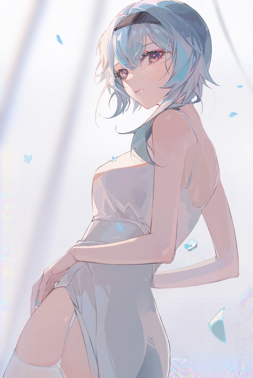 Eula from Genshin Impact in a white dress