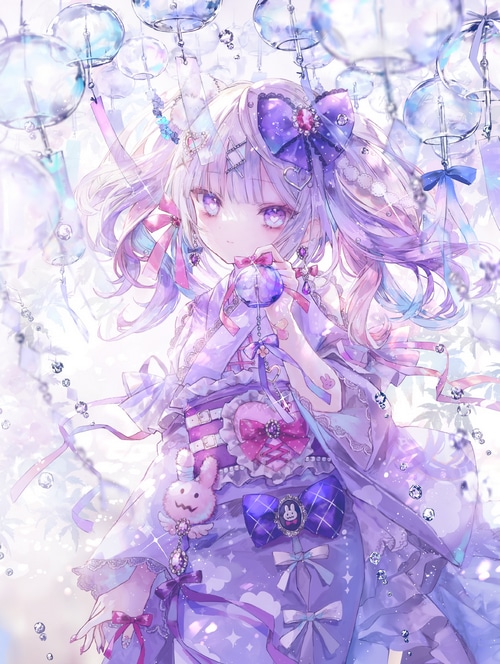Girl in Kimono with Wind Chimes