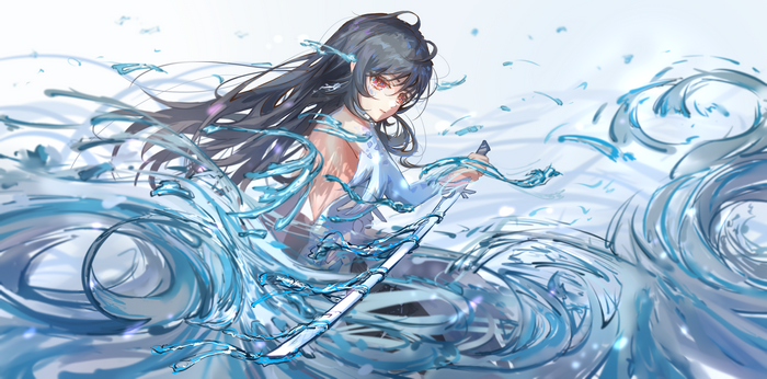 Girl with sword in water
