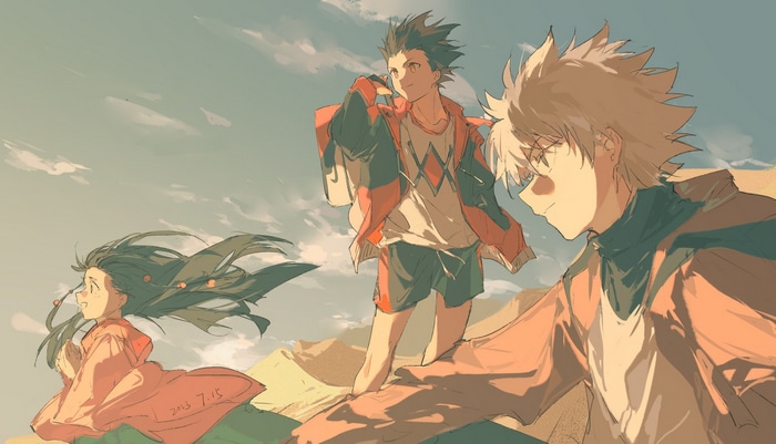 Hunter x Hunter anime characters in a landscape