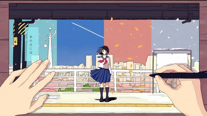 4K Schoolgirl in Uniform with City Background