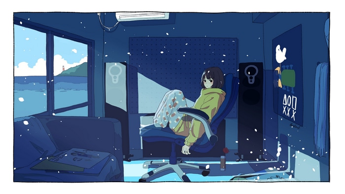 Girl sitting in a chair by the window