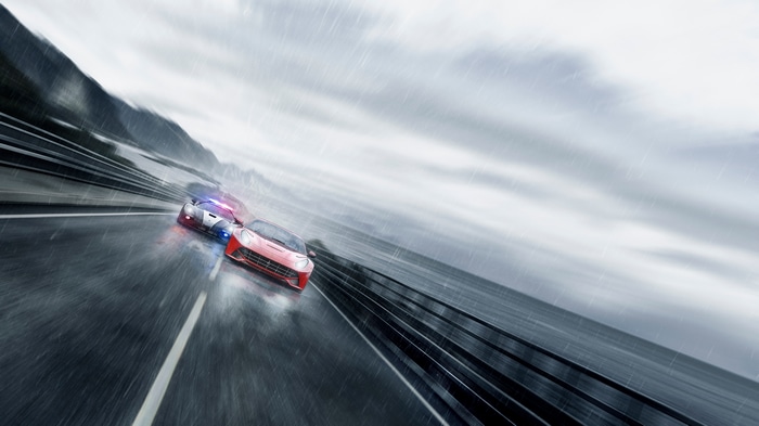 Need for Speed Rivals: Ferrari and Police Car in Rain