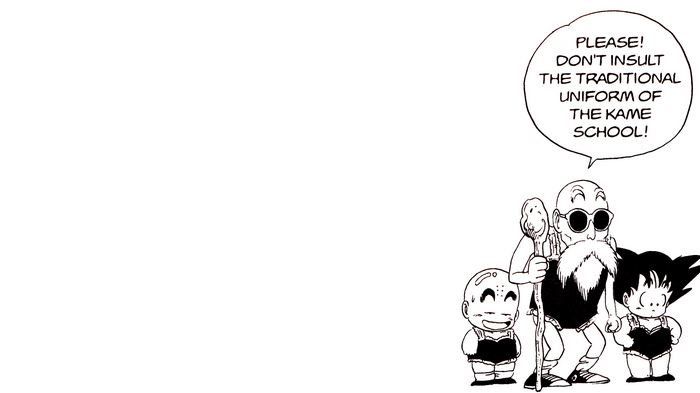 Master Roshi, Krillin, and Kid Goku in Dragon Ball