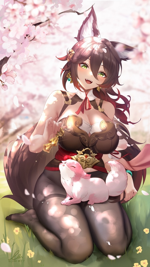 Tingyun from Honkai: Star Rail with a fox companion