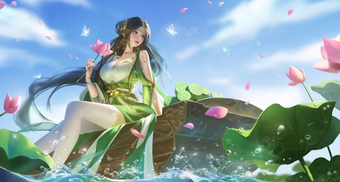 4K Zhu Xian Baiguio in a boat with lotuses
