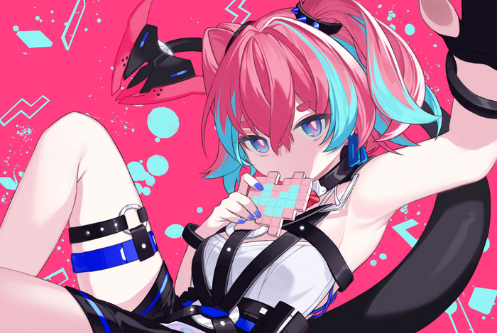 Rozaliya Olenyeva from Honkai Impact 3rd holding a pixelated heart