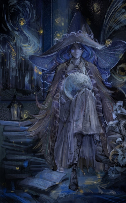 Ranni the Witch holding a glowing orb in Elden Ring