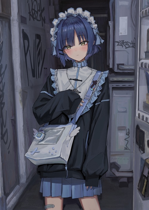 Ryo Yamada in a Maid Outfit with a Purse