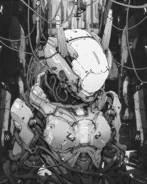 Monochrome Cyborg Character Design by Marco Zagara