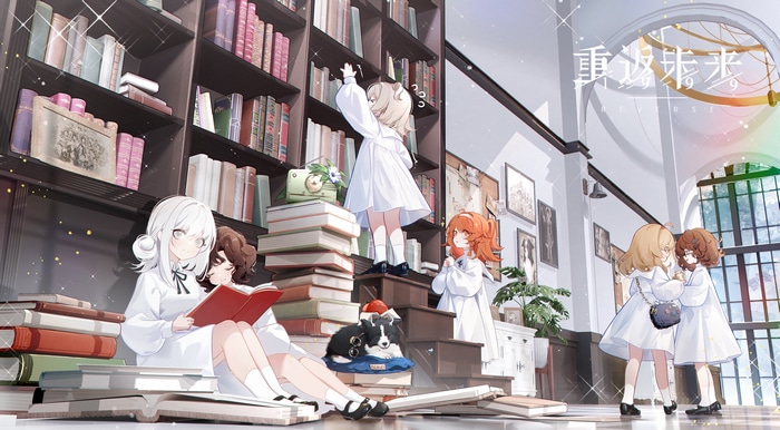4K Japanese children in a library with books
