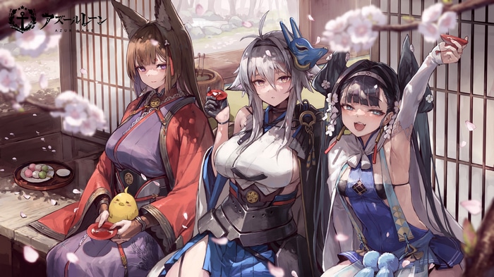 Azur Lane characters with fox ears and masks