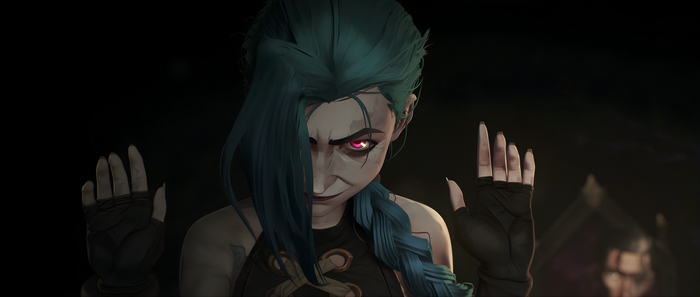 4K Arcane Jinx with fingerless gloves
