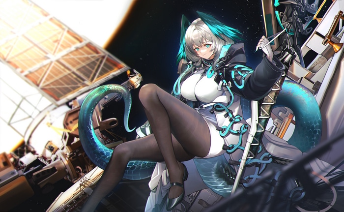 4K Arknights Dragon Girl Hoolheyak in Space
