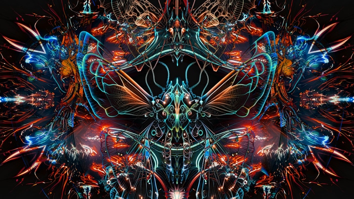 Colorful alien creature with intricate mechanical details