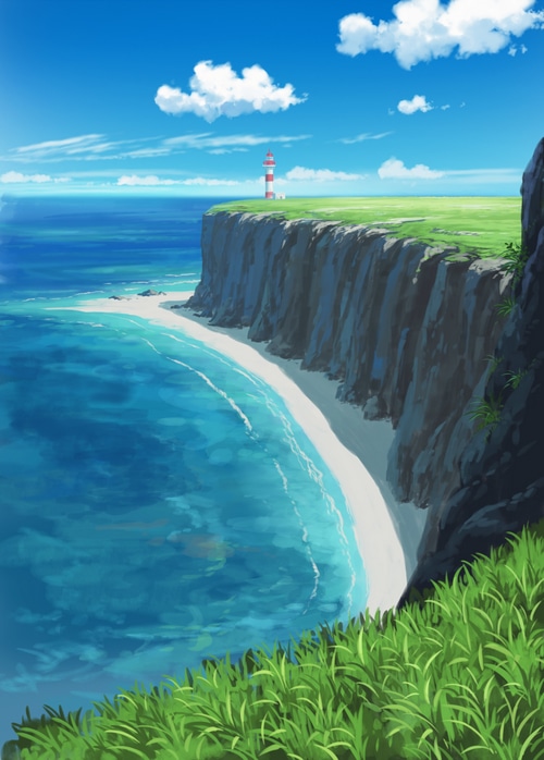 Lighthouse on a cliff overlooking the ocean