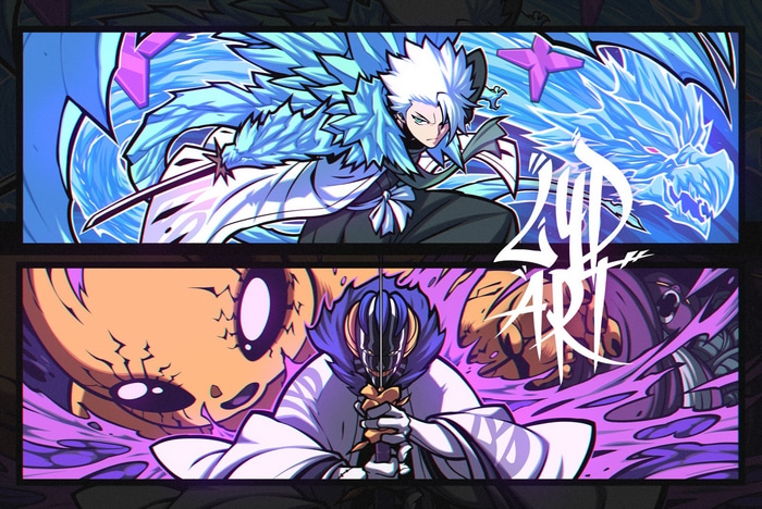 Hitsugaya Toshiro and Kurotsuchi Mayuri Bankai Fan Art