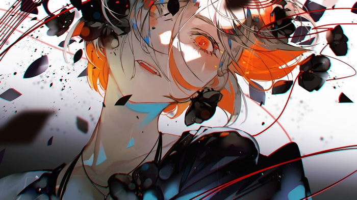 4K abstract anime art with petals and flowers