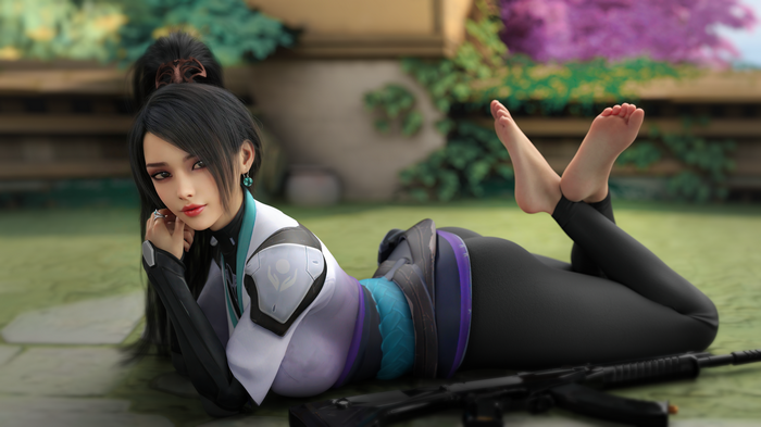 4K Valorant Sage fan art with gun