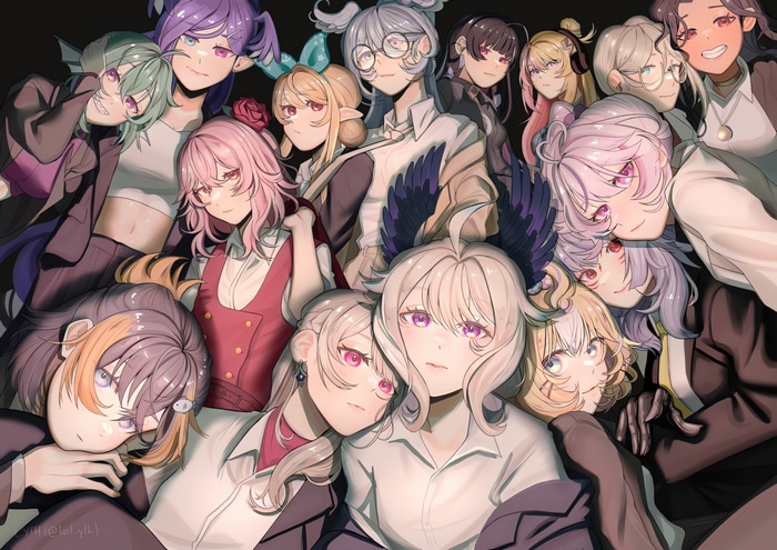 Nijisanji members posing together for a group photo